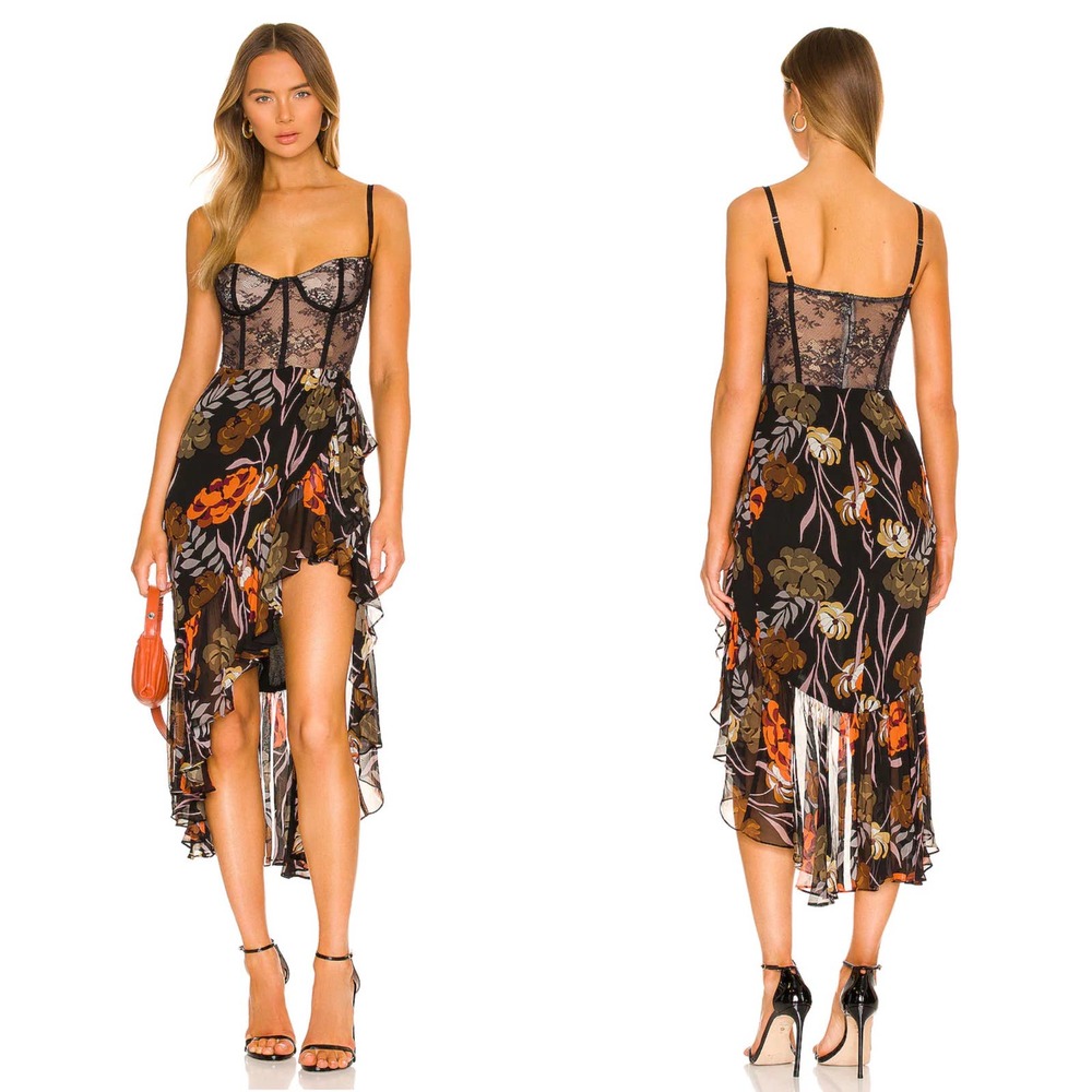 Katie May Black Floral High Low Dress